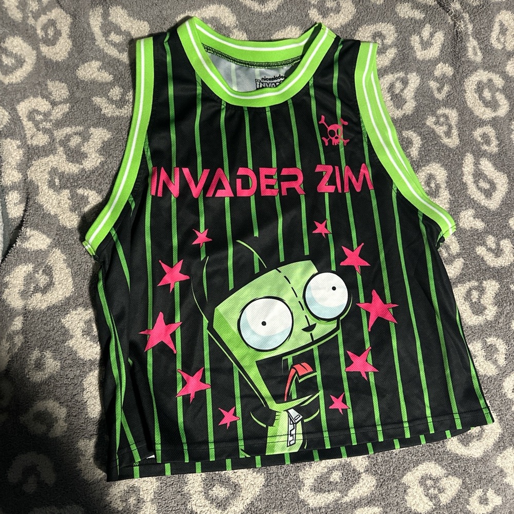 Hot Topic Invader Zim Green and Black Kids Tank Top
